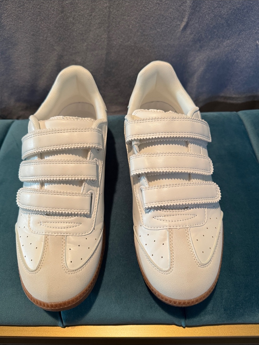 White Leather Velcro Sneakers